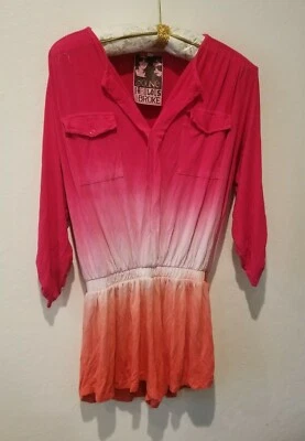Young Fabulous & Broke Malik Berry Ombre Romper Small Roll Tab Sleeve Casual - Image 1 of 4