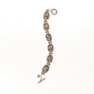 Michael Dawkins Sterling Silver & Spotted Jasper Cabochon Toggle Bracelet - Picture 1 of 10