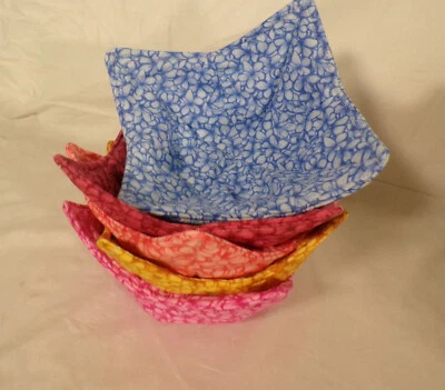 HANDMADE SEWN BY ME CINDY'S SEWING JOURNEY Bowl Cozies Microwavable Soup Bowl Cozies pot holder fabric bowl cozy Reversible