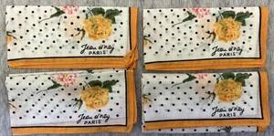 Set 4 passende Vintage Damen Jeans D’ Orly 11” Taschentuch Blumen gelb Paris - Bild 1 von 4