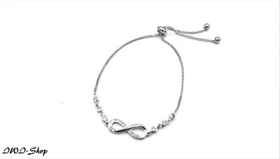 Infinity Armband Damen Farbe Silber Unendlichkeit mit Kristall Modeschmuck Edel - Bild 1 von 3