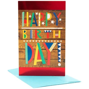 Paper Craft Handmade Birthday Greeting Cards with Envelope, Woodgrain Style - Picture 1 of 4