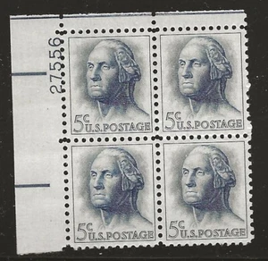 US Scott #1213, Plate Block #27556 1962 Washington 5c FVF MNH Upper Left - Picture 1 of 1