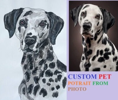 Retrato de mascota personalizado de foto hecho por encargo pintura original Foto 1 de 4