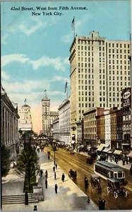 New York City NY. 42nd Street from Fifth Avenue Vintage Postcard WW1 - Picture 1 of 2