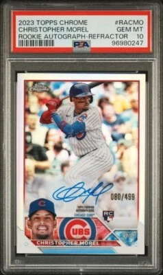 2023 Topps Chrome Christopher Morel Rookie Autograph Refractor /499 PSA 10 - Image 1 of 2