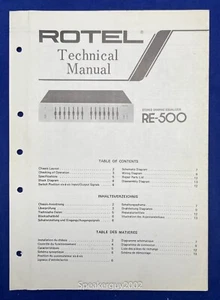 Original Rotel RE-500 Stereo Grafik Equalizer Technisches Handbuch - Bild 1 von 1
