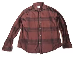 Kin John Lewis Men's Shirt Size M Flannel brown/maroon Check Plaid Long Sleeve - Picture 1 of 3