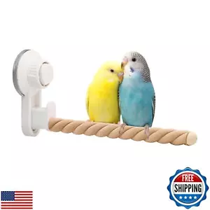 Suction Cup Bird Perch,Natural Wood Parrot Window/Bath/Car/Travel/Shower Perc - Picture 1 of 5