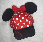 Girls Minnie Mouse Baseball Hat Disney Parks Red Polka Dot Cap Ears Kids Child
