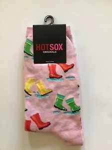 New Hot Sox Womens Rain Boots Pink Socks - Picture 1 of 1