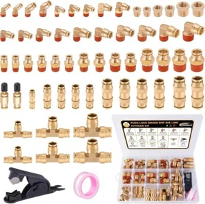 60 Pcs Brass DOT Air Line Fittings Kit Push Lock & Push to Connect NPT Quick  - Bild 1 von 7