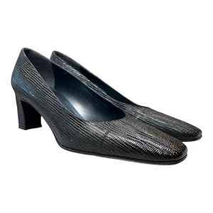 Stuart Weitzman Größe 7,5 AAAA Damen schwarz Schlangenmuster klassischer Blockabsatz - Bild 1 von 12