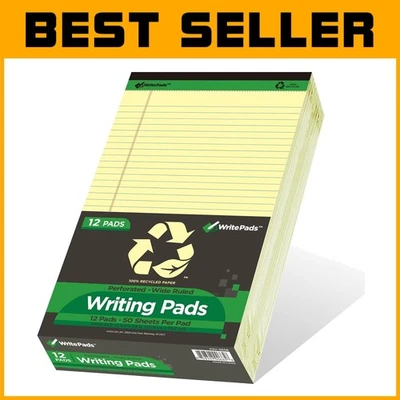 Bulk Yellow Legal Pads - 100% Recycled Paper, Smooth Finish, 50 Sheets Each - Image 1 of 4