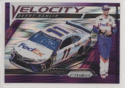 2019 Panini Prizm Velocity Purple Flash Prizm Denny Hamlin #72 - Image 1 of 2