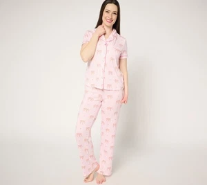 P.J. Set Pigiama Salvage Manica Corta Tacca-Collo Elefante Rosa 1X Nuovo - Foto 1 di 4