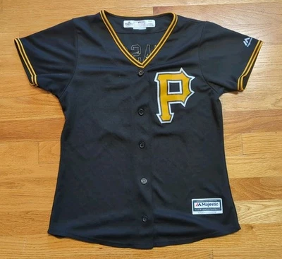 MLB Pittsburgh Pirates Jersey Jaso #28 Majestic Women’s Cut Small Black Button - Image 1 of 4
