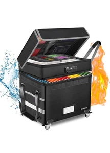 ELOBOON File Box with Lock, Fireproof Document Box With Wheels - Picture 1 of 3