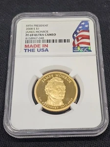 2008 S NGC PF69 UC James Monroe $1 US Mint Coin 2008-S PF-69 Ultra Cameo - Picture 1 of 2