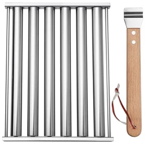 Hot Dog Roller for Grill Top Stainless Steel Sausage with Wood Handle Barbecue - Picture 1 of 7