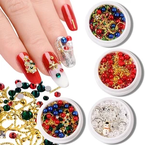 Christmas Nail Art Mixed Charms Snowflake Alloy Studs Beads & Rhinestones - Picture 1 of 14