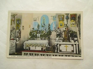 New Mexico Postkarte Innenraum Kirche Pueblo der Insel NM - Bild 1 von 2