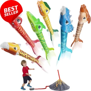 Dinosaur Rocket Launcher Toy, Stomp & Launch Foam Rockets for Kids 3-12 - Picture 1 of 12