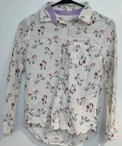 Girl’s Cat And Jack L (10/12) White Button Up Shirt With Multi Colored Unicorns - Picture 1 of 4