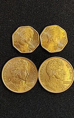 Lot of Pesos Coins Chile Peso 2X 5 Peso 2008 and 2X 10 Peso 1996 & 1997  - Image 1 of 4