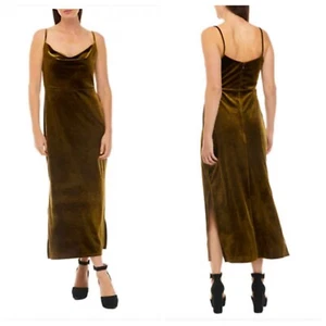 NWT Taylor Woman Sleeveless Cami Cowl Neck Solid Velvet Dress PlusSize 24W Olive - Picture 1 of 12