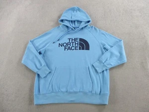 The North Face Sweater Womens Medium Blue Hoodie Fleece Graphic Print Sweatshirt - Picture 1 of 10