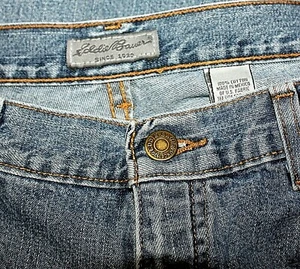 Pantalones de mezclilla para mujer Eddie Bauer naturales talla 12 31 x 23 dobladillo de ventilación - Imagen 1 de 5