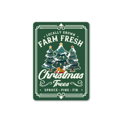 Letrero de metal de árboles de Navidad frescos de granja Foto 1 de 4