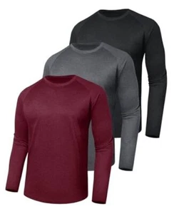3 Pack Long Sleeve Shirts for Men - Dry Fit Moisture Wicking UV Sun Protection - Picture 1 of 5