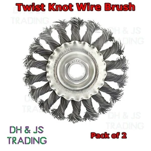 2x Twist Knot Wire Brush 115mm Wheel Crimp Bevel Cup Angle Grinder Rotary Steel - Picture 1 of 1
