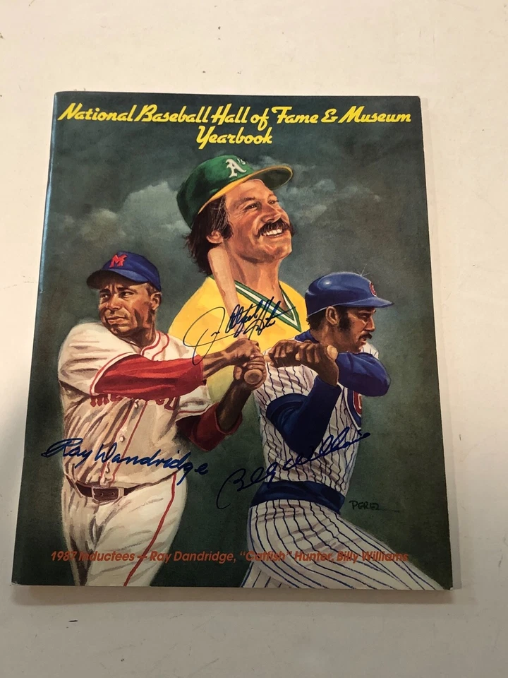 1987 HOF Baseball Yearbook HAND SIGNED RAY DANDRIDGE CATFISH HUNTER B. WILLIAMS - Image 1 of 3
