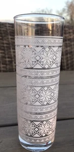 2 Vintage GEOMETRIC SNOWFLAKE Pattern Tom Collins Glasses 6.5” Tall - Picture 1 of 6