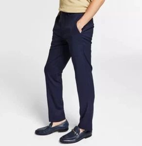 Bar III Mens Suit Pants Navy Plaid Skinny Stretch Wool 32Wx30L E05678 - Picture 1 of 5