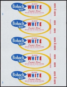 Vintage bread wrapper BOHACK BEST WHITE Brooklyn NY unused new old stock n-mint - Picture 1 of 2