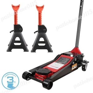 3 Ton Dual Pump Hydraulic Low Profile Floor Trolley Jack Car Garage & Axle Stand - Picture 1 of 12