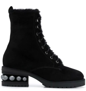 Worn Once NICHOLAS KIRKWOOD shearling lined Casati combat boots.Black.uk 4/37 - Picture 1 of 8