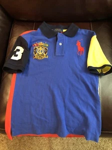 Polo Ralph Lauren Shirt Youth S (8) Crest Marine Supply Big Pony Color Block - Picture 1 of 7