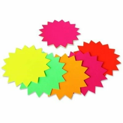 PLG Pack of 80 Fluorescent Stars Neon 6" Flash cards Pricing Display tags Sale signs