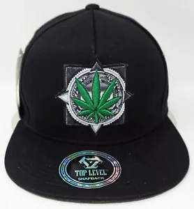 MARIJUANA Leaf Snapback Cap Hat 420 Pot THC Cannabis Weed Black NWT - Picture 1 of 5