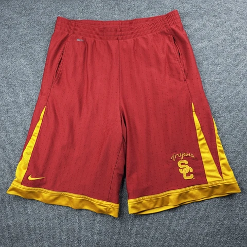 Nike Team Men's XL USC Trojans Basketball Shorts Elastic Waist Red Gold Cover