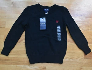 NWT - Boys CHAPS black long sleeve sweater, red logo (6) MSRP $36 - Picture 1 of 4