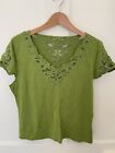 Phase Eight Apple Green T Shirt With Embroidery Size 18