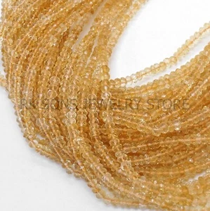 AAA+ Natural Citrine Faceted Rondelle Gemstone Beads 3-4 mm, 16 inches Strand - Picture 1 of 5