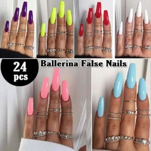 Full Cover Extension Ballerina Nail Coffin Fake Nail Nail Tips False Nails - Picture 1 of 20