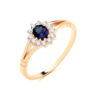 9ct Yellow Gold on Silver simulated SAPPHIRE Oval Halo Cluster Ring size J to U - Picture 1 of 5